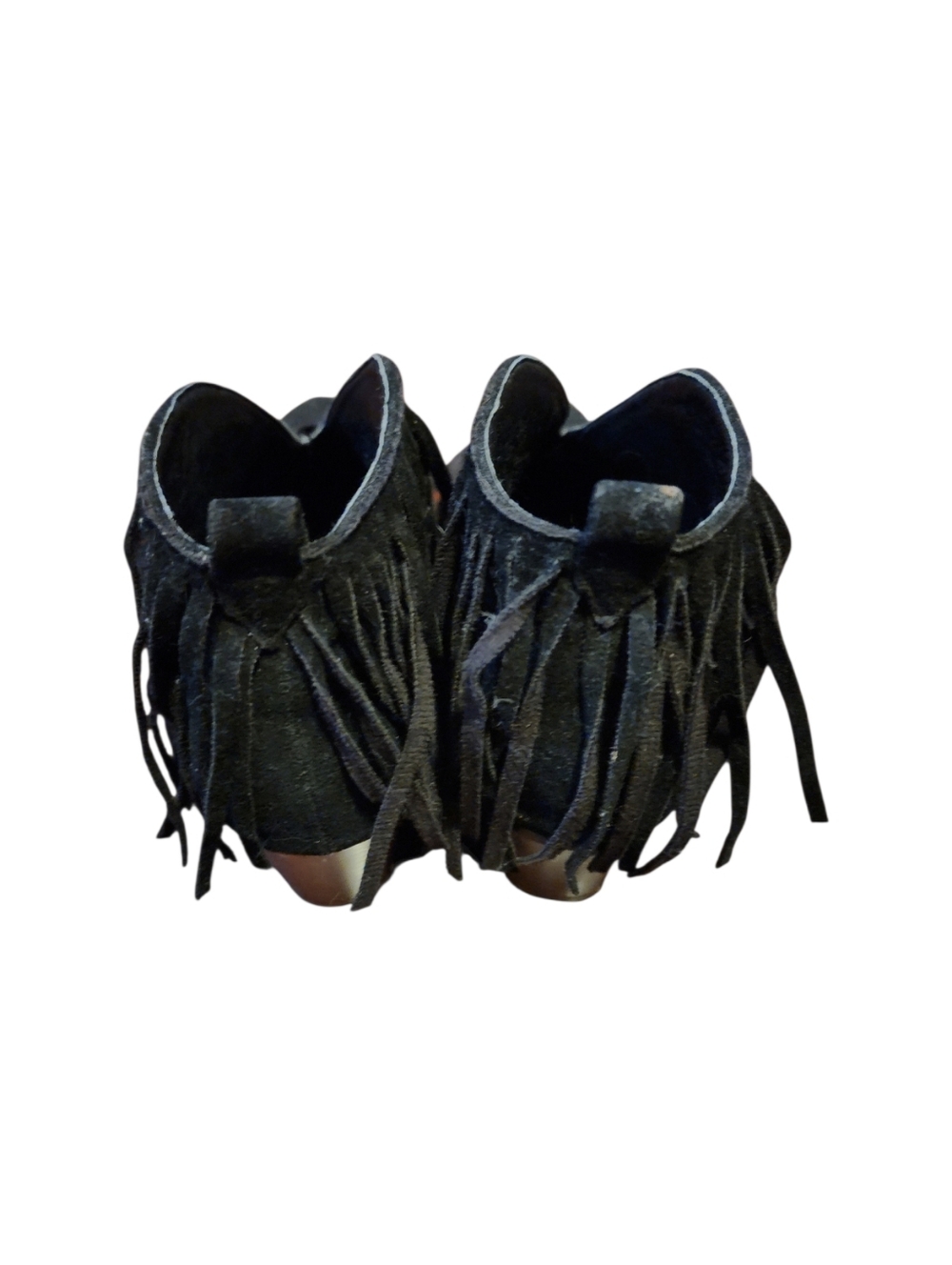 Beast Fashion Black Fringe Ankle Boots, 7 - Picture 2 of 5